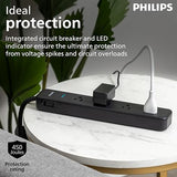 Metal Power Strip 6 Outlets 2 USB Ports Individual Switches 1200J 6FT