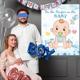 Pin The Pacifier On The Baby Game, Baby Shower Party Decorations With Large Poster Blindfolds And 30 Pacifier Stickers, Baby Theme Party Activity Supplies (Blue Bear)