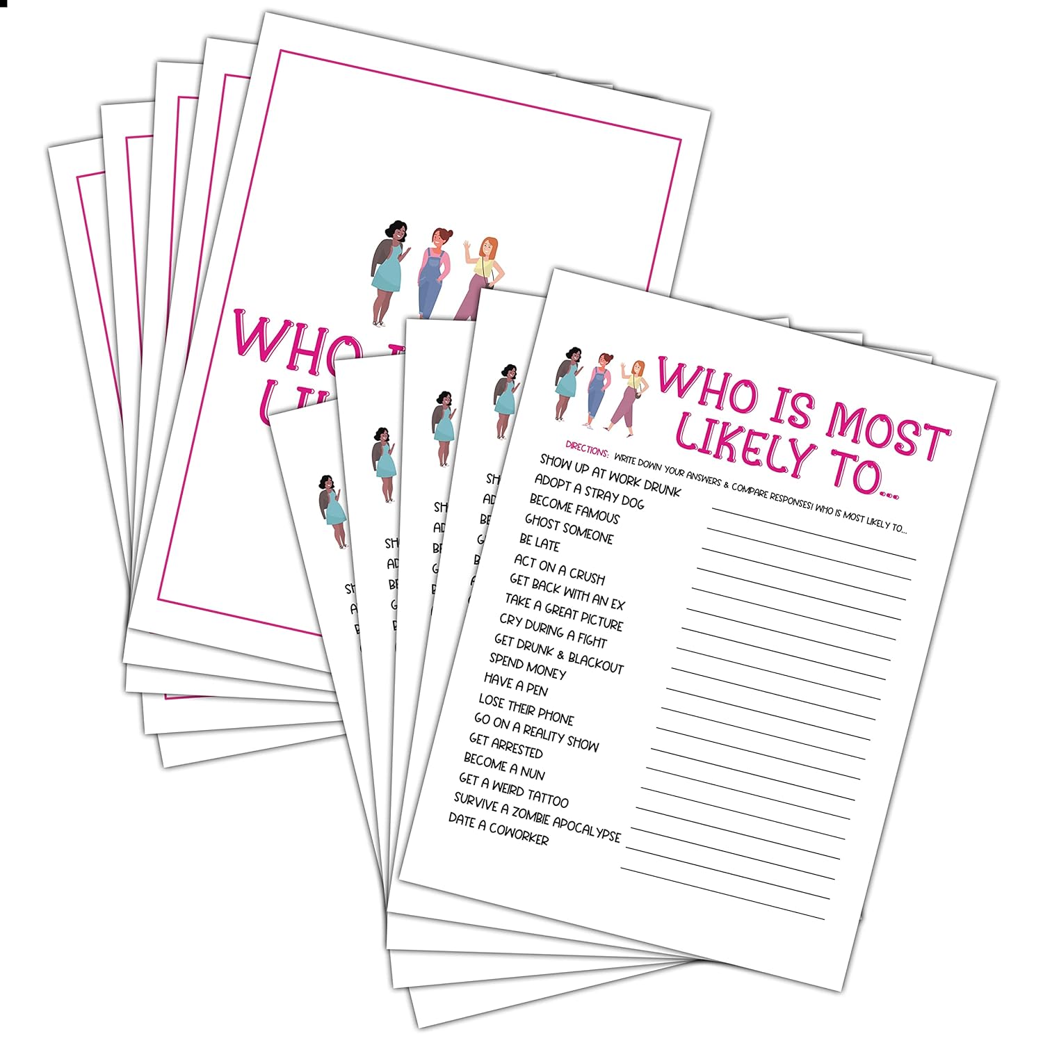 Girls Night Party Game - Ladies Night Party Games - Who I Most Likely To Game Pack - Fun Girls Night In/Girls Night On - Bridal Shower Or Bachelorette Party Game - Games For Adults - 30 Game Cards