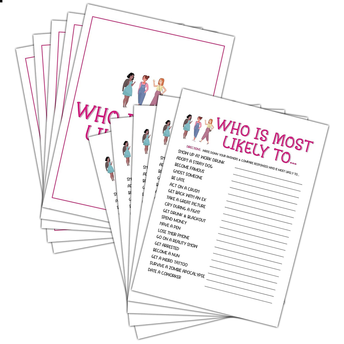 Girls Night Party Game - Ladies Night Party Games - Who I Most Likely To Game Pack - Fun Girls Night In/Girls Night On - Bridal Shower Or Bachelorette Party Game - Games For Adults - 30 Game Cards
