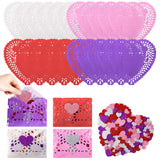 300Pc 10X10" Valentines Day Craft Gift Large Paper Heart Doilies With 100Pc Heart Shaped Doilies Lace Heart Doily Envelopes 200Pc Glitter Foam Heart Stickers For Valentines Day Wedding Party(10 Inch)