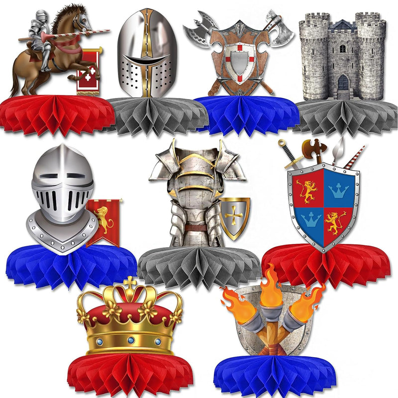 9 Pieces Knights Decorations Knight Birthday Party Supplies Medieval H