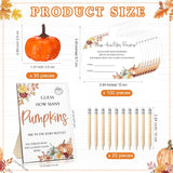 152 Pcs Fall Baby Shower Games Guess How Many Pumpkins Game Stand Sign 100 Pumpkins Guessing Cards 20 Pencils 1 Large Baby Bottle 30 Pumpkins For Guests Gender Reveal Party Game Decorations