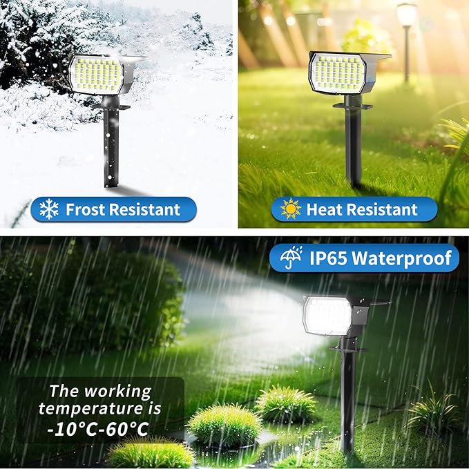 10 Pack 46 LED Solar Spot Lights Waterproof 2 in 1 Cool White Landscape Pathway Lights