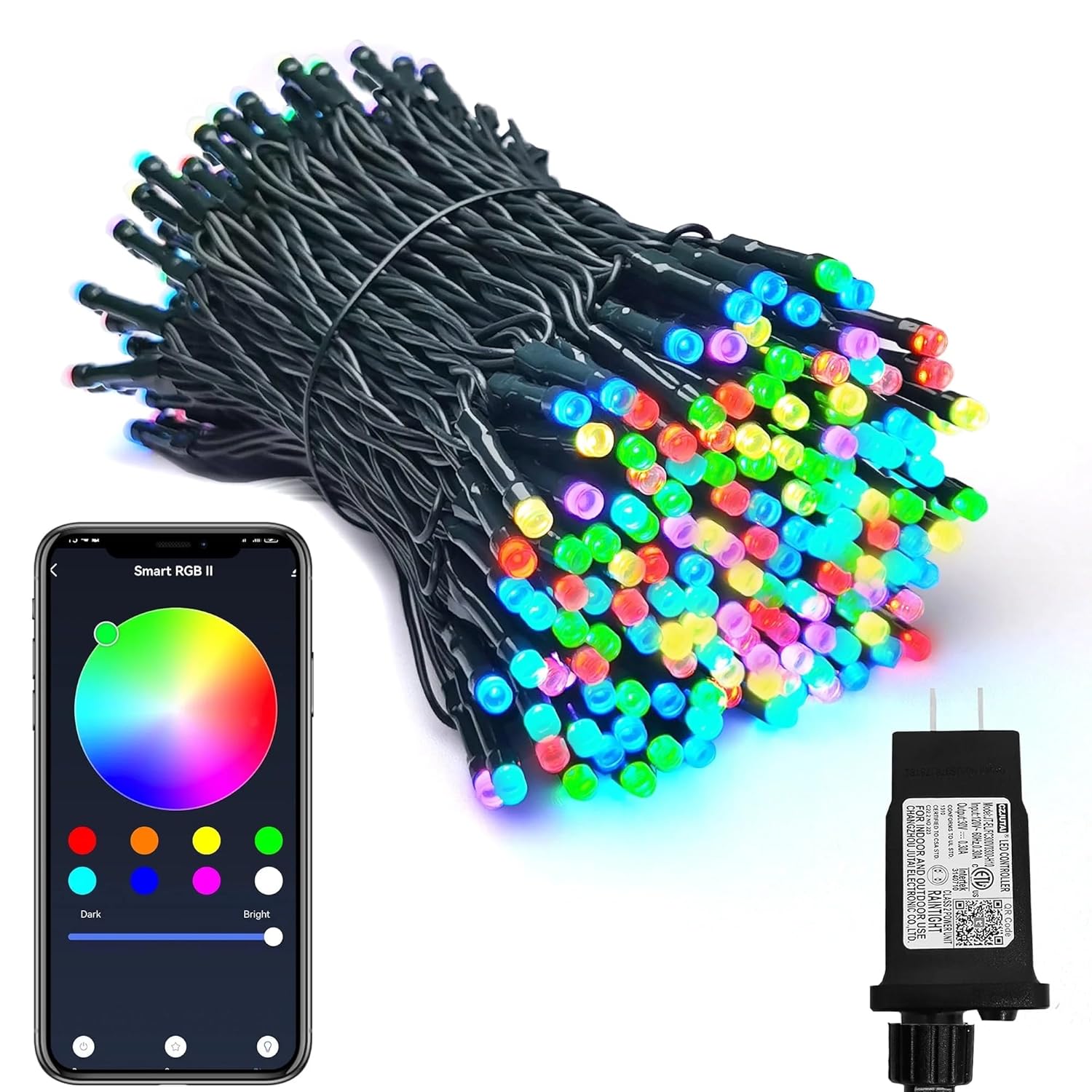 Smart Wifi Led Christmas Lights, App-Controlled Rgb Fairy String Lights, Ideal For Xmas Tree, Garden, Home, Party, Hallo