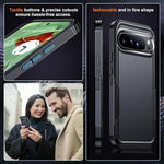 Pixel 9/9 Pro Case, Dual Layer, 10FT Drop Protection, 2 Screen Protectors, Black