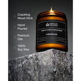 Scented Candles For Men | Firewood & Campfire Scented|Wooden Wick, Long Lasting, Masculine Scents | Natural Soy Jar Candle For Home, Bachelor Pad Decor | The Perfect Mens Gift.