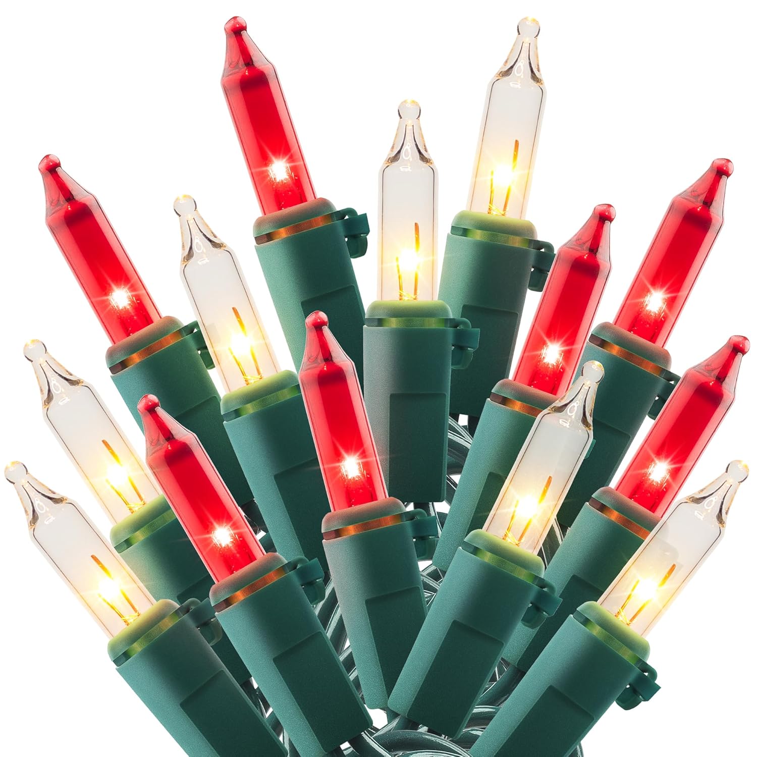 Mini Christmas Lights, 2 Pack 13Ft 50 Count String Lights, 120V Ul Plug Extendable Xmas Tree Lights For Christmas, Patio