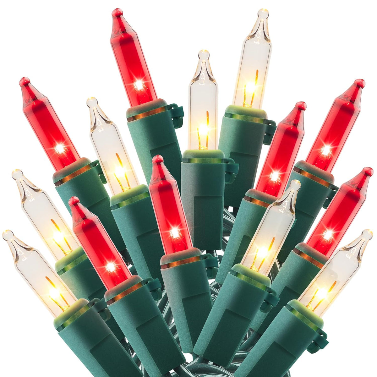 Mini Christmas Lights, 2 Pack 13Ft 50 Count String Lights, 120V Ul Plug Extendable Xmas Tree Lights For Christmas, Patio