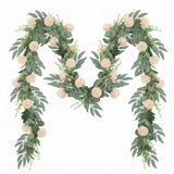 1 Pcs 6 Ft Artificial Flower Garland With Chrysanthemum And Eucalyptus 22 Inch Beige Floral Summer Garland For Wedding Porch Stair Table Centerpieces Baby Shower Birthday Decor