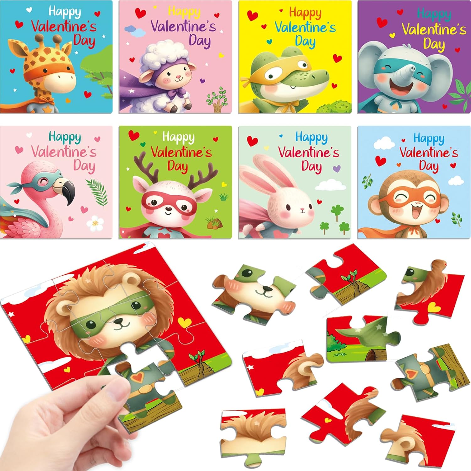 Valentines Day Cards With Jigsaw Puzzle For Kids 27 Pcs Valentine Classroom Gift Exchange School Toddlers Class Activities Prizes Holiday Birthday School Party Favors