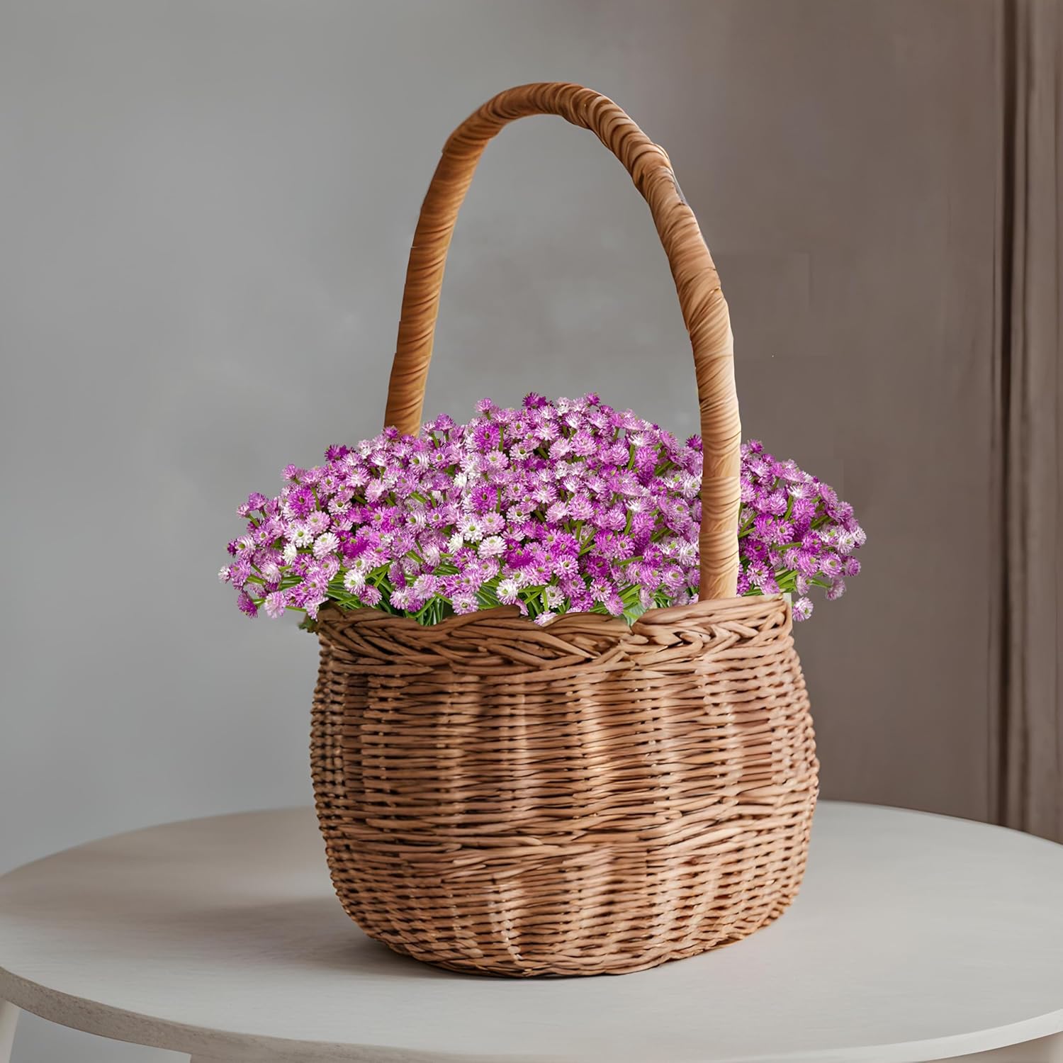 Babys Breath Artificial Flowers 12Pcs, Fake Babies Breath Bouquets Gypsophila Real Touch Purple Faux Flowers For Wedding Floral Arrangement Home Decor