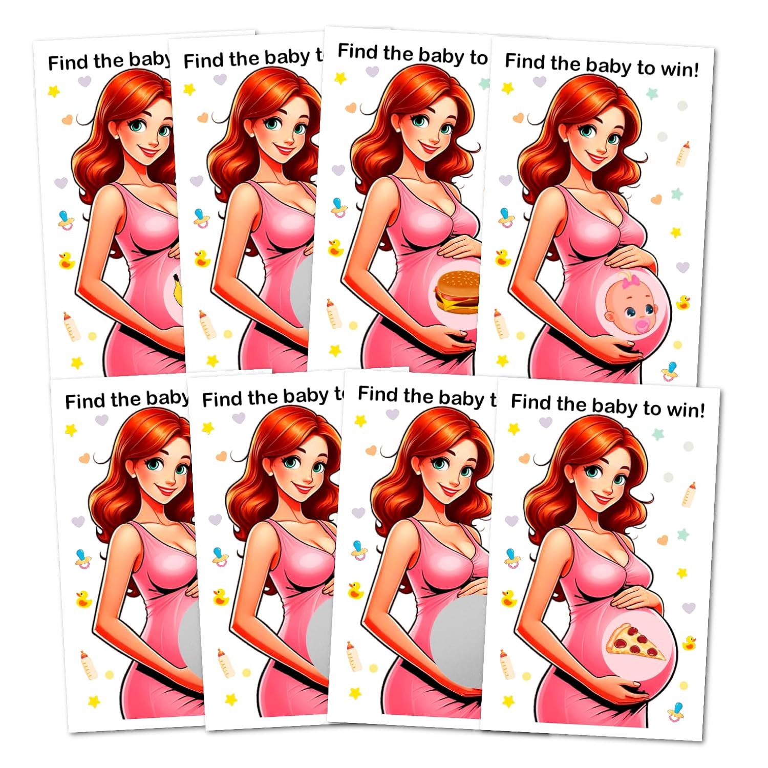 Find The Baby To Win Girl Scratch Off Game, Easy To Play Silly Games, Funny Idea, Baby Shower Ice Breaker Activity. Raffle Cards, Pink Pacifier, Set Of 40 Cards Made In Usa