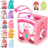 Valentines Day Gnome Cards For Kids Mailboxes For Valentine'S Day Classroom Exchange Gift Party Favors Greeting Birthday Gifts (1 Mailboxes, 40 Valentine Students Cards, 1 Teacher Card)