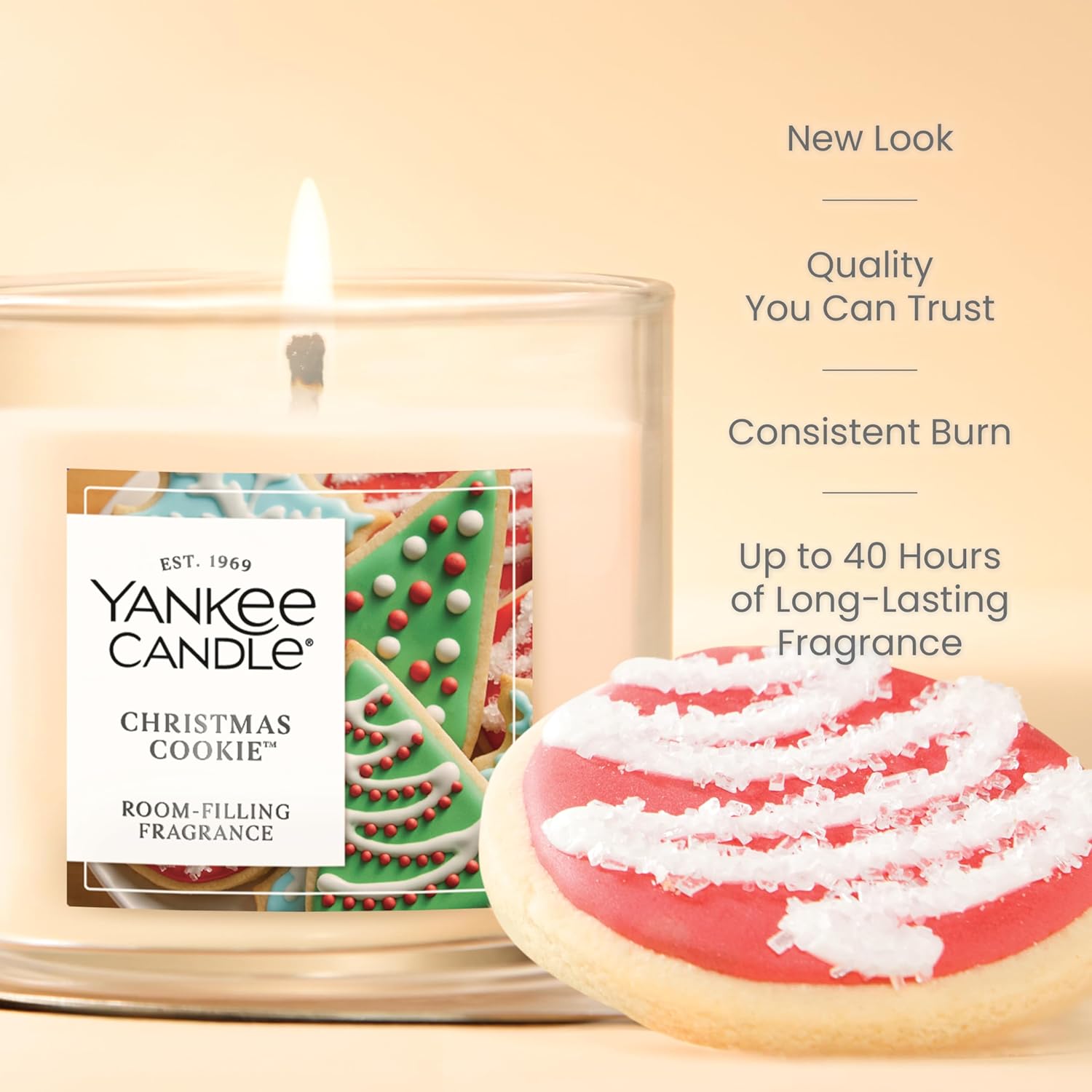 Yankee Candle Small Tumbler Scented Candle with up to 40 Hour Burn Time, Premium Plant Wax Blend for Consistent Burn, 4.3 oz Tumbler Candle with Room Filling Fragrance, Christmas Cookie