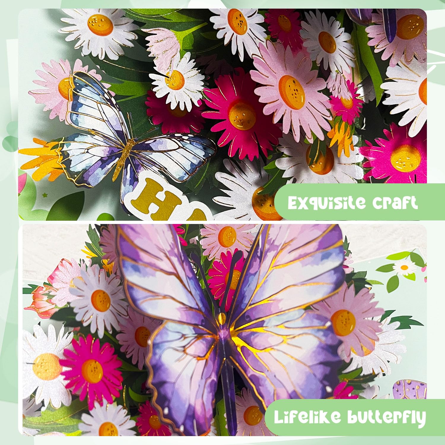 Happy Birthday Pop Up Card, Butterfly Birthday Card, Pop Up Birthday Cards For Women, Sister, Wife,Mom, Grandma, Gradaughter, Aunt, Daughter, 5.7 * 7.7 With Envelope
