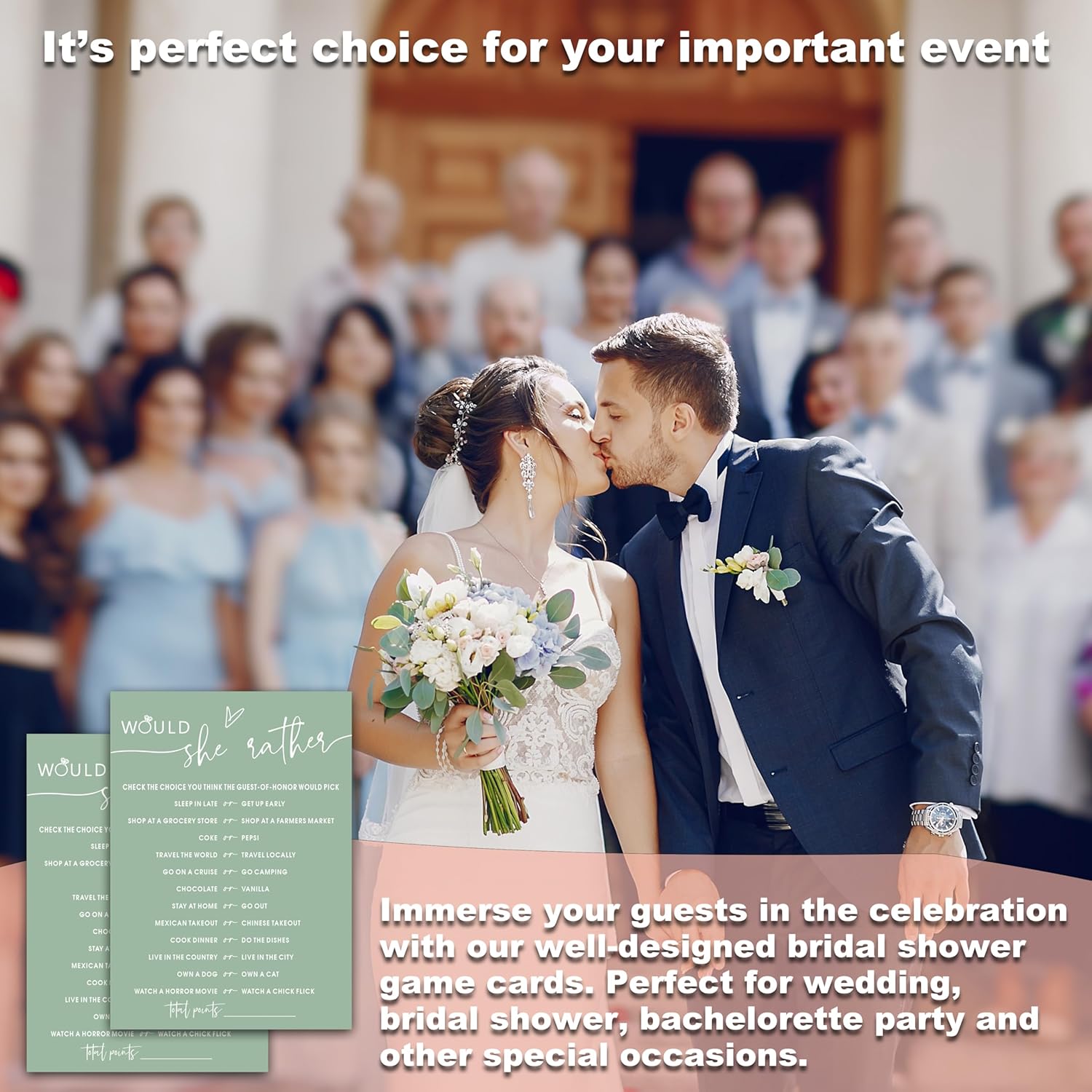 Would She Rather Bridal Shower Game, Sea Green Bridal Shower Games, 30 Elegant Wedding Game For Bachelorette Engagement Party Supplies - A09