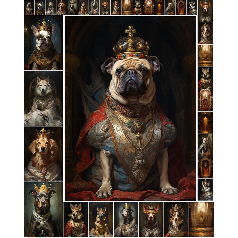 Decoupage Paper Pack (35 Sheets 6"X8") Funny Dogs Dressed As Royaly In Extrava