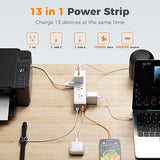 Surge Protector Power Strip 9 Outlets 4 USB Ports 2 USB C 1050J 6FT Flat Plug Grey