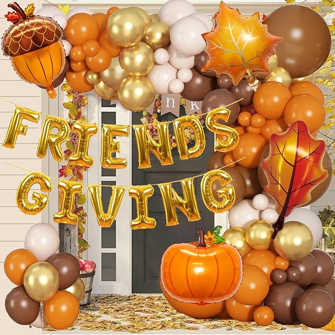 137Pcs Friendsgiving Fall Balloon Arch Kit Thanksgiving Harvest Party Decorations