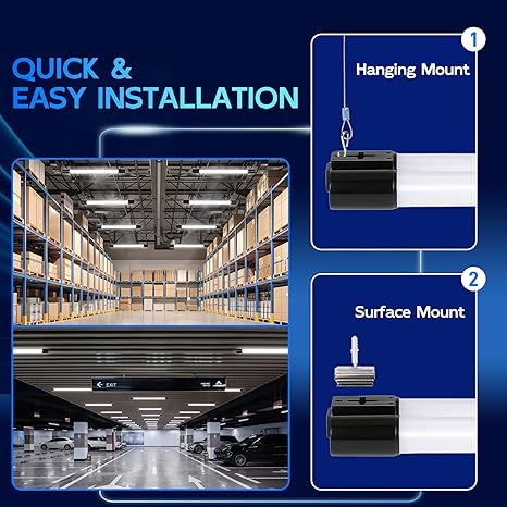 6 Pack 4FT Linkable LED Shop Lights 42W 4400LM 5000K Garage Utility Fixtures with Power Cord