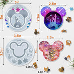 2 Pcs Resin Molds For Cute Mouse Head Silicone Castle Bow Shaped Epoxy Casting Mold Christmas Resin Molds For Diy Keychain Hanging Pendant Jewelry Decorations