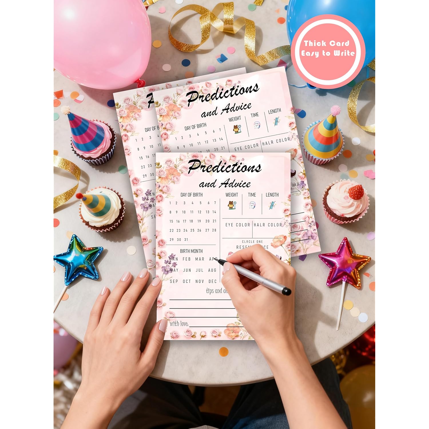 30Pcs Spring Wildflower Baby Shower Games, Floral Predictions And Advice Game, Gender Reveal Game, Baby In Bloom Baby Shower Decorations