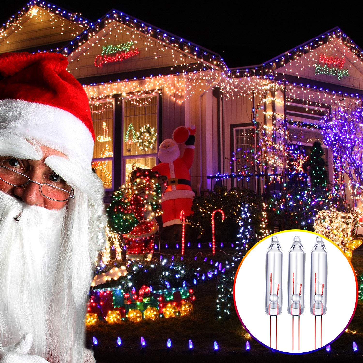 1600 Pieces 2.5 Volt Mini Christmas Replacement Light Bulbs For Christmas Trees Light Decoration Supplies, 0.17 Ampere,