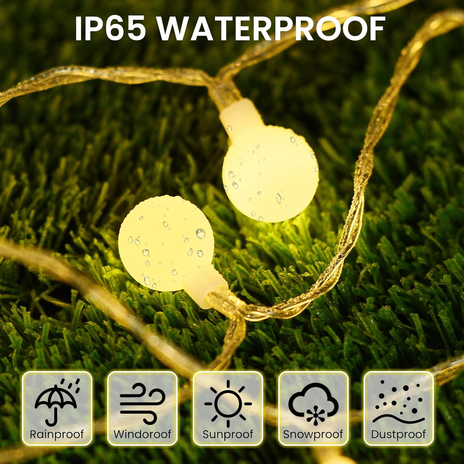 Globe String Lights, 40Led 13Ft String Lights Battery Powered, Waterproof Outdoor Indoor String Lights For Bedroom, Stri