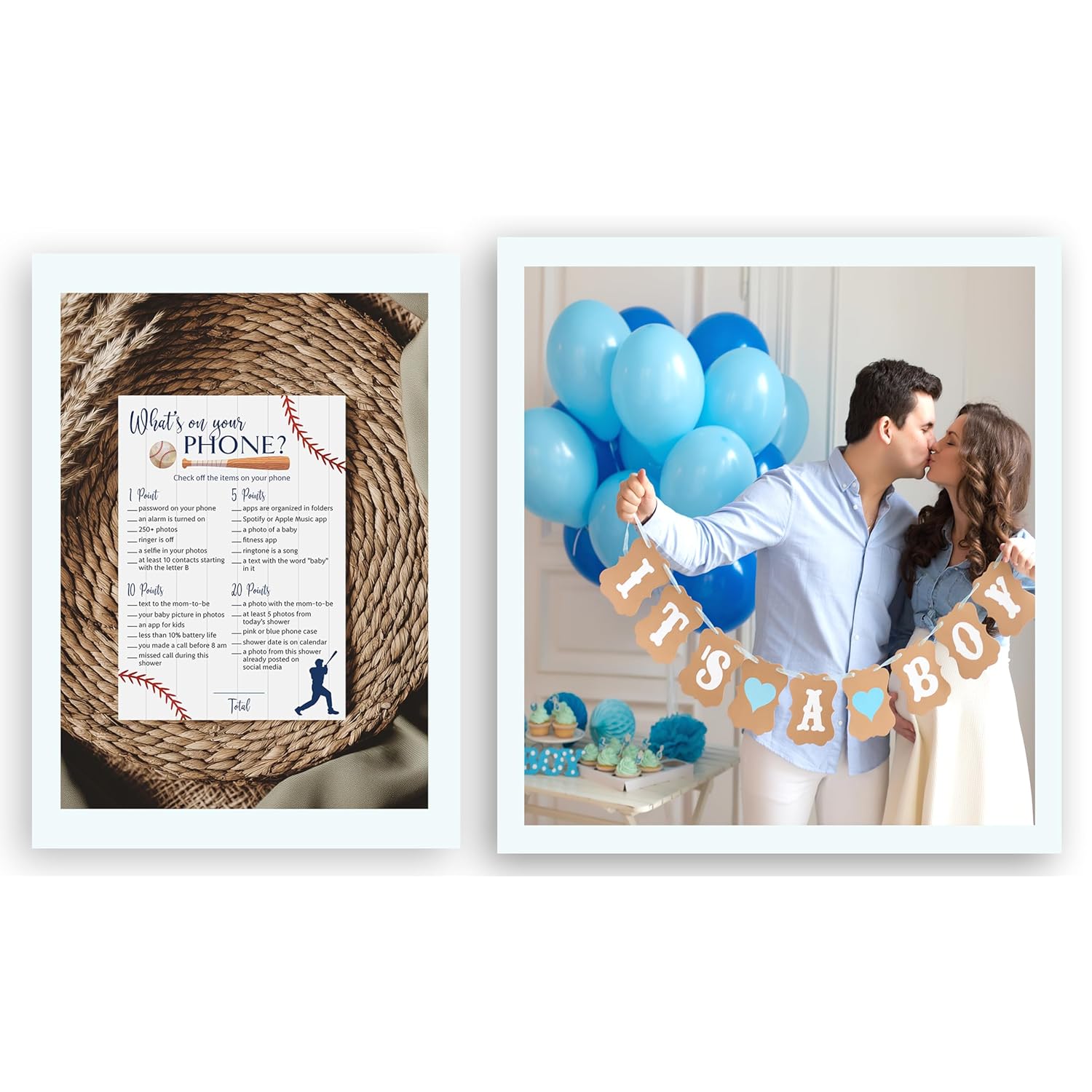Baseball Baby Shower Games — What'S On Your Phone Baby Shower Game — Pack Of 25, Rustic Sports Theme Navy Blue Boy, Little Slugger Shower Activity Gender Neutral Reveal Party G900-Phn