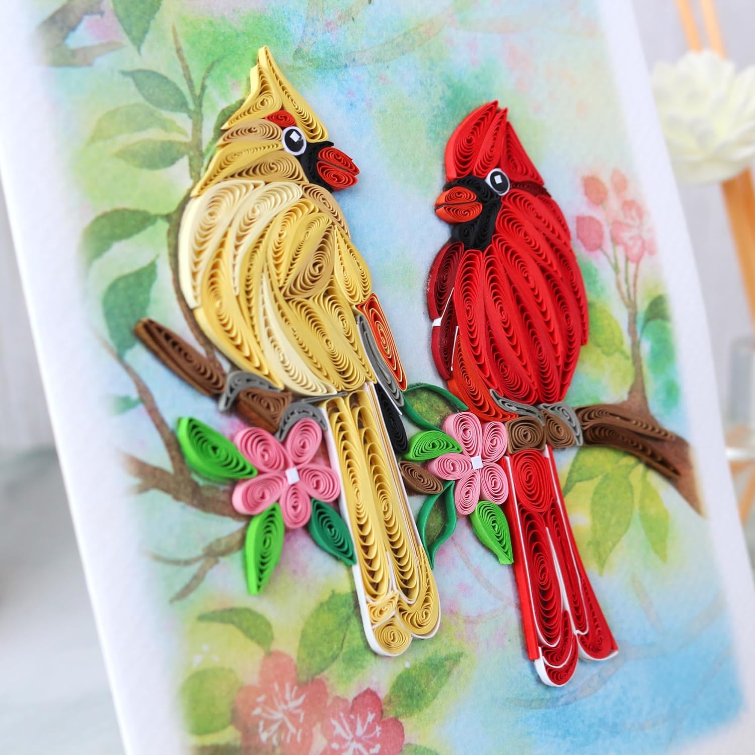 Cardinal Couple Quilling Card, Anniversary Card For Wife, Husband, Parents, Birthday, Thinking Of You Card, Mothers Day, Valentines Day Card For Her, Him, 1St 25Th 50Th Anniversary Card