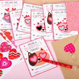 Cat Valentines Cards Kids Classroom - 48 Pack Funny Valentines Day Class Exchange Greeting Cards With Envelopes & Heart Stickers, 4.7 * 3.6 Inch