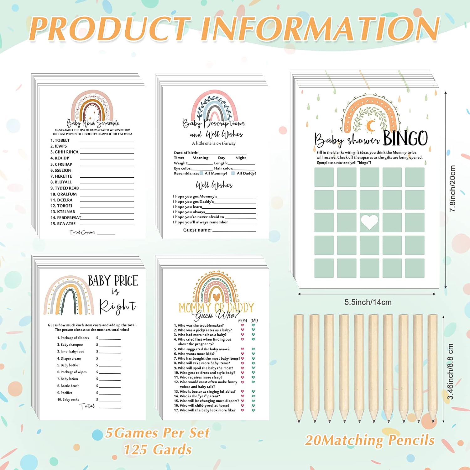 145 Pcs Boho Baby Shower Game Set 125 Cards With 20 Pencils Funny Baby Shower Games Include Word Scramble Predict Who Descriptions And Wishes Price