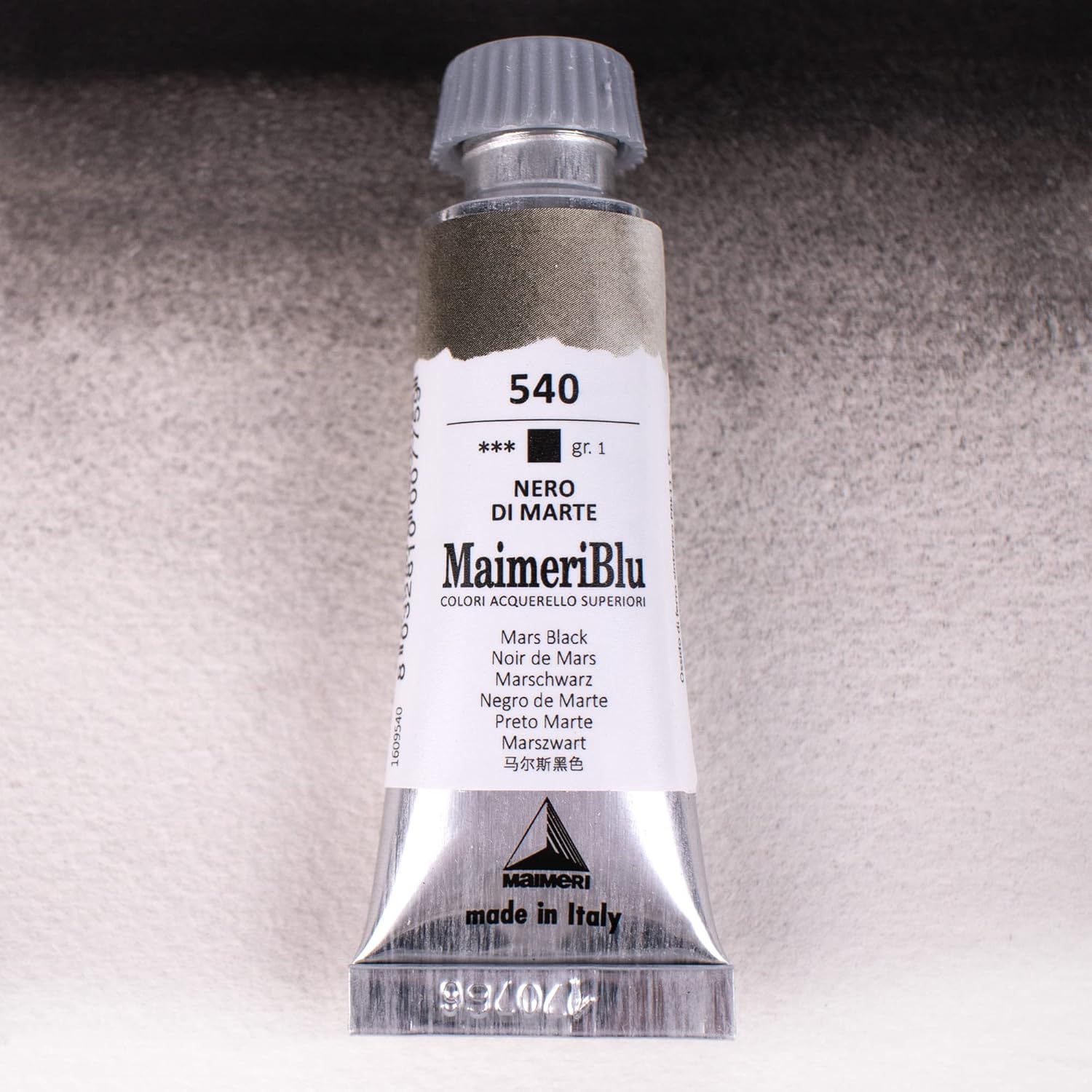 MaimeriBlu 12ml Single-Pigment Watercolor Paint - Mars Black PBk11 Professional Watercolor Paint - Lightfast and Transparent Watercolor Paint Tube for Artists