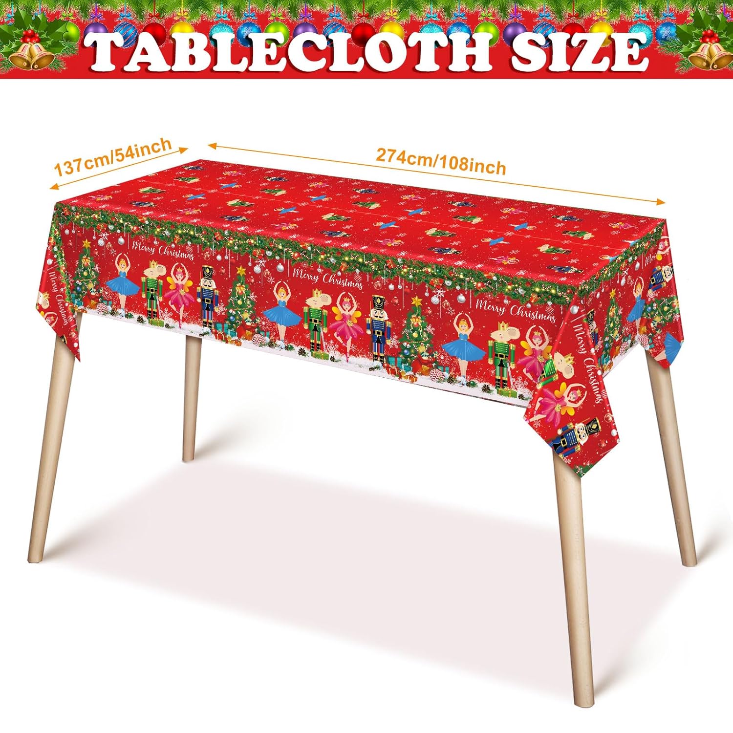 172 Pcs Nutcracker Party Supplies - Merry Christmas Banner, Tablecloth, Disposable Tableware, Napkins For Xmas Theme Holiday Party - Serves 24