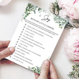 Eucalyptus Bridal Shower Game Cards - I Spy With My Little Camera, Wedding Engagement Bachelorette Party Bridal Shower Games For 30 Guests, Double Sided Cards Set Of 30, Activity Supplies & Favor/A13