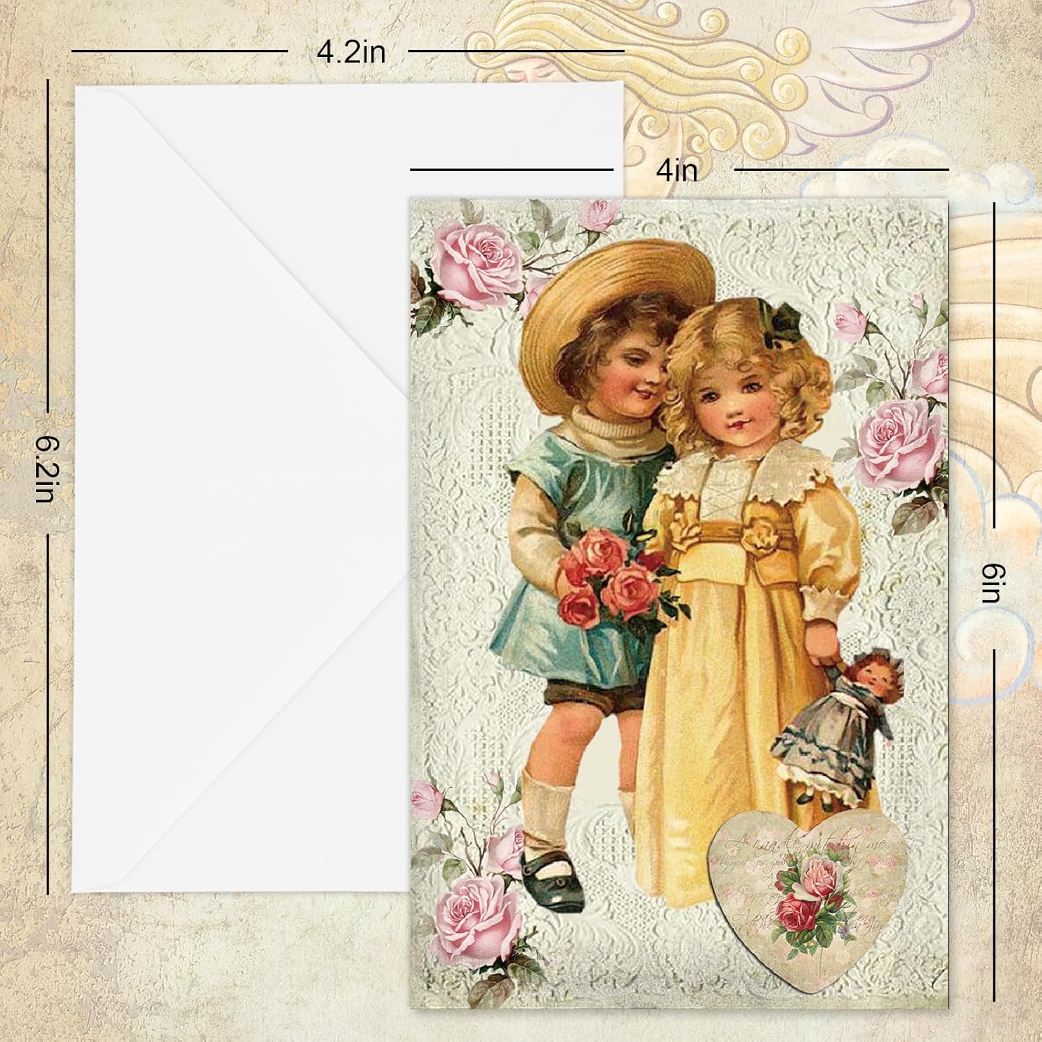 32 Pack Vintage Valentine'S Day Greeting Cards Bulk Retro Note Cards With Envelopes Stickers Boys Girls Pattern Blank Cards For Wedding Birthday Baby Shower