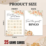 Fall Floral Bridal Shower Games, Find The Guest Bingo Minimalism Wedding Game Card, 25 Pcs Engagement Bachelorette Party Supplies, Autumn Wedding Shower Game For Reception -A008