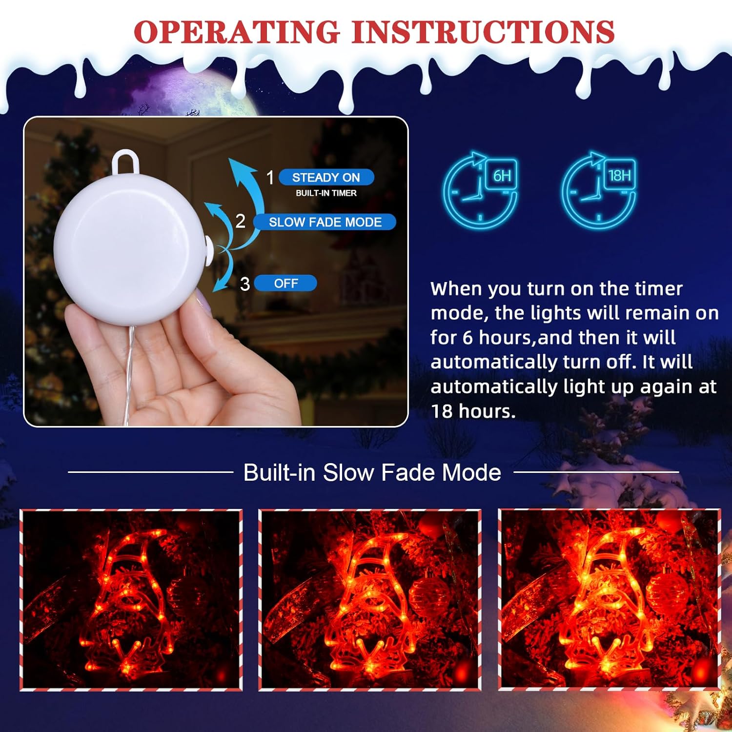 Christmas Window Lights 3 Pack Red White And Green Gnomes Xmas Lights With Suction Cups 2024 Upgrade Timer Function And