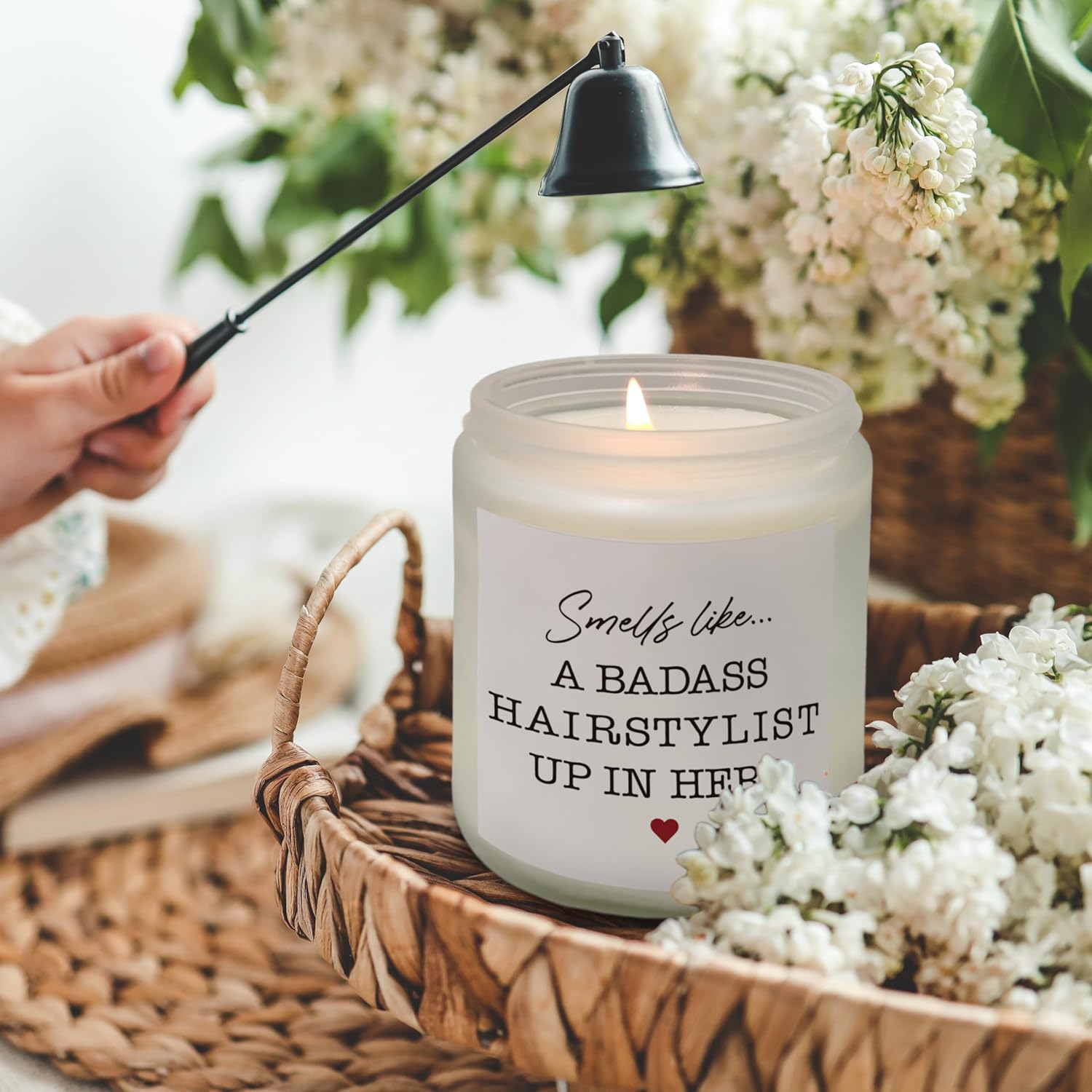 Hairstylist Gifts Candle, Thank You Candles Gifts Forhairstylist Hair Stylist Women Men, Hair Stylist Gift Soy Candles, Smells Like A Baddass Hairstylist Jar Candles For Salon Scented
