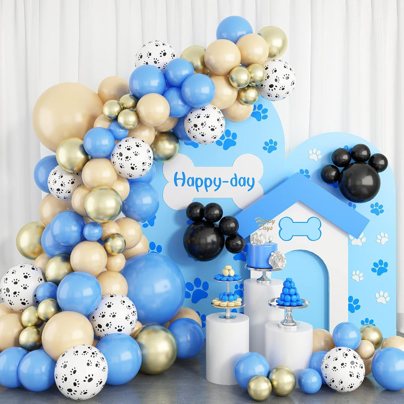 Dog Party Decorations, Blue Nude Champagne Gold Balloon Garland Kit, 1