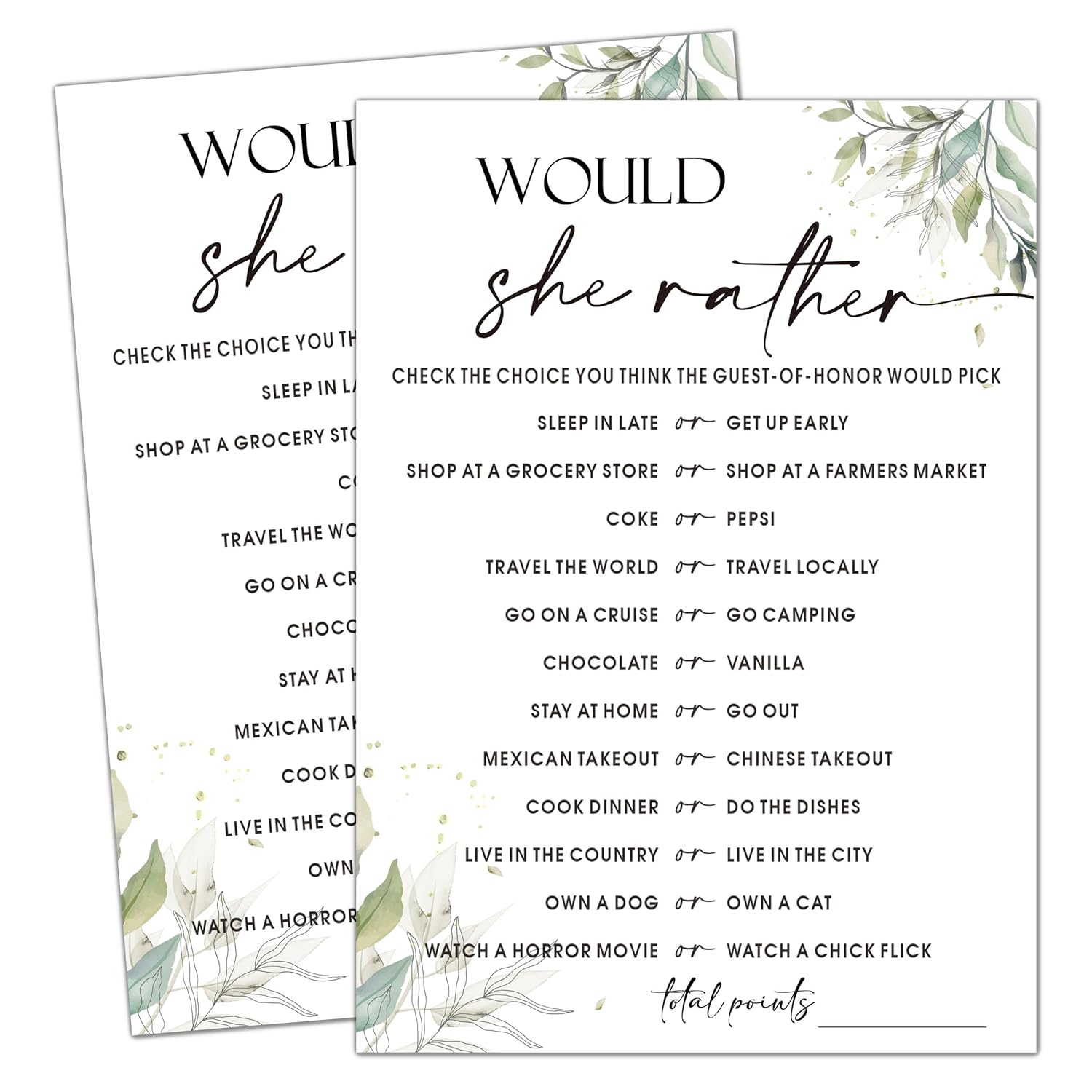 Minimalist Bridal Shower Games, Would She Rather, Engagement Party Games, Wedding Shower For 25 Guests,Wedding Advice Cards, Bridal Shower Decorations-A02