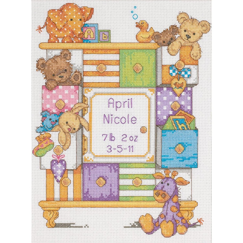 Counted Cross Stitch Kit Baby Drawers Birth Record Personalized Baby Gift, 14