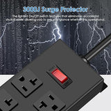 Heavy Duty 20A Metal Power Strip 6 Outlets 3000J Surge Protector 12 Gauge 6FT