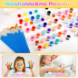 20 Pack Mini Acrylic Paint, 12 Colors Acrylic Paint Strips With 44 Painting Brushes, Washable Mini Painting Kit For Home Birthday Party Favors Art Supplies