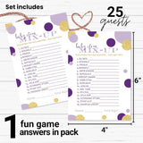Purple And Gold Baby Shower Games - Word Scramble Game For Girls Or Boys - Fun Gender Reveal Activity With Prizes - Prince Or Princess Theme - 25 Pack, Royal Mermaid Design