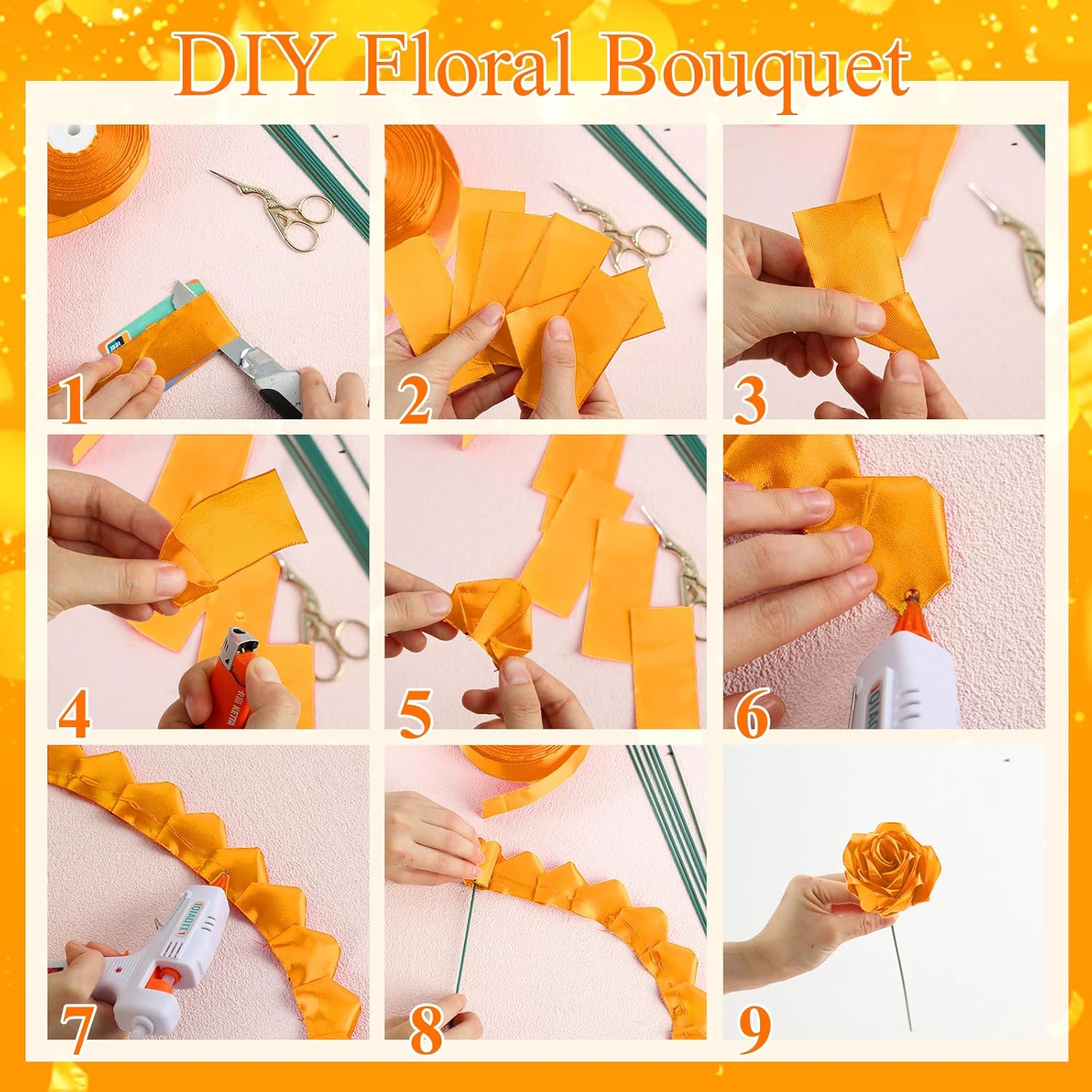 75Pcs Valentines Day Flower Flower Wrapping Paper Bouquet Kit For Gifts 2026 Diy Fake Roses Flowers Bouquet Ribbon Artificial Rose Floral Paper With 3D Crown Butterfly Decor For Craft(Black 1)