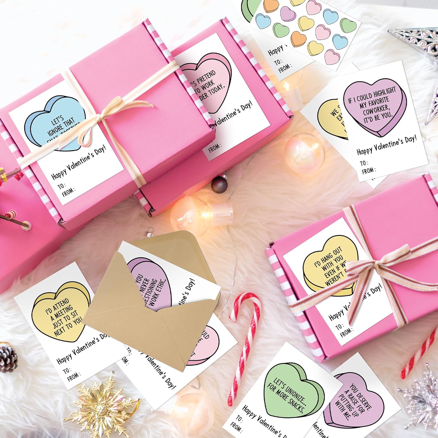 Funny Coworker Valentines Cards - 30 Set Humorous Valentine'S Day Conversation Hearts Greeting Cards Bulk Boxed With Envelopes Stickers, Holiday Notecard Gifts For Coworker Colleague Friends