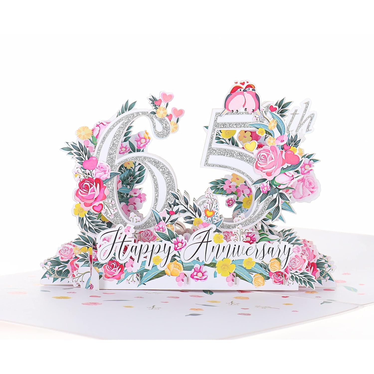 Happy 65Th Milestone Anniversary 3D Pop Up Greeting Card - Perfect Couple, Elegant Wedding, Marriage, Romantic, Being Together, Sapphire Congratulations, Lovebirds