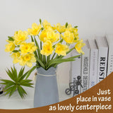 2Pcs Artificial Daffodil Bundles,16 Inch Faux Daffodil Stems With 18Pcs Latex Fake Flowers,Premium Artificial Flowers For Home Decor Centerpiece Diy Wedding Bouquet Supply,Yellow